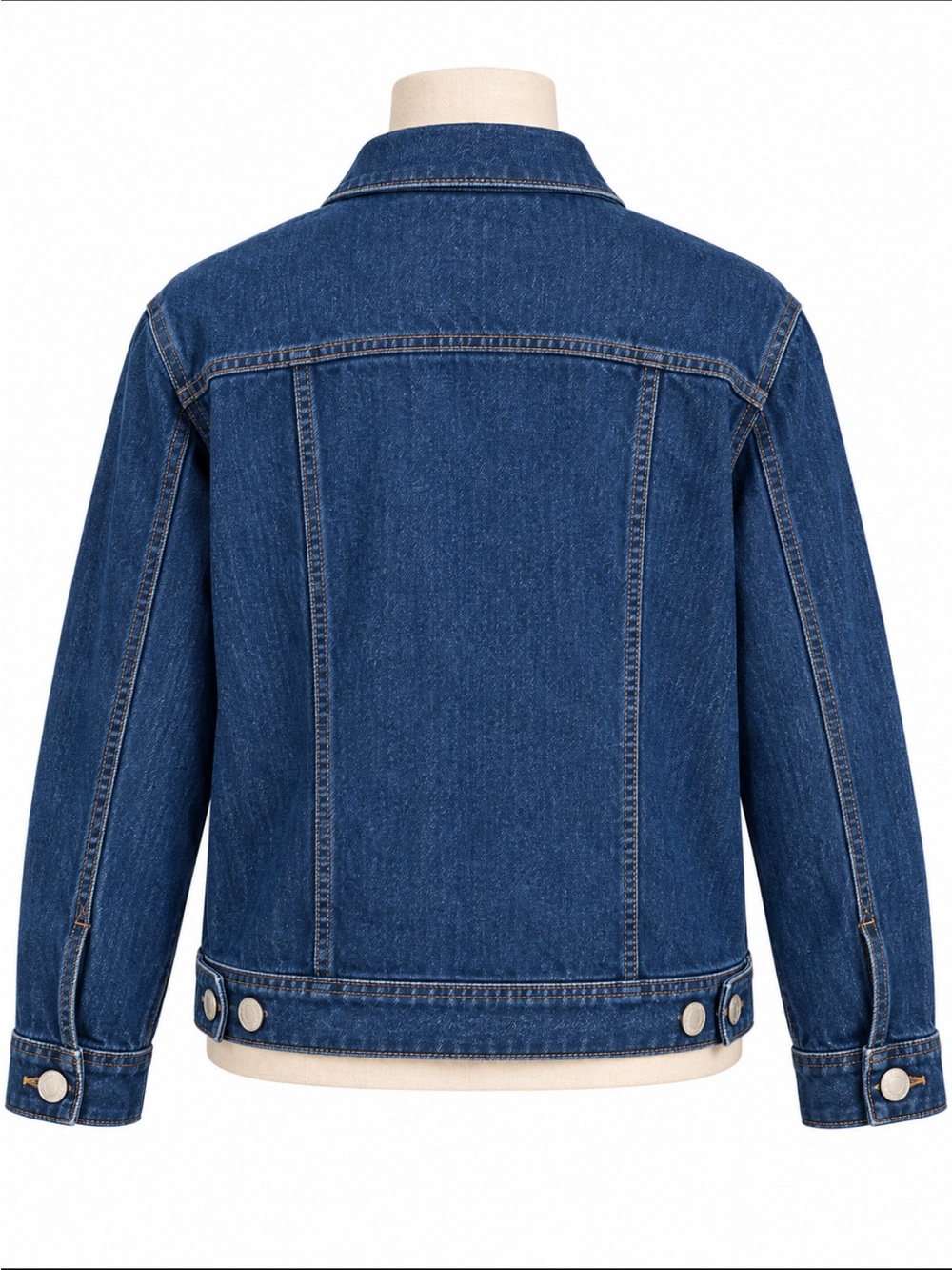 LandsEnd Classic Blue Denim Jean Jacket with Matte Silver Buttons - Picture 3 of 6